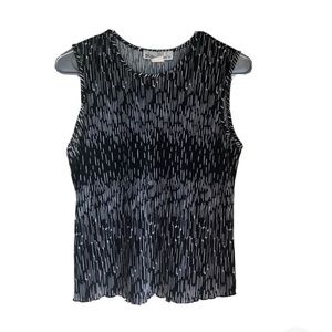 DRESSBARN Womens Sleeveless Top Size Small Black & White Ruched Fabric